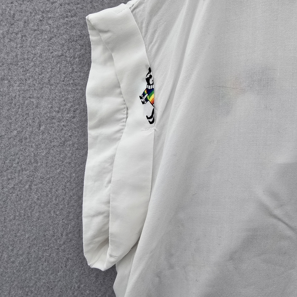 Jane Delancey White Button-Up Cap Sleeves Top with Rainbow Pride Dog Print XL - Picture 6 of 10